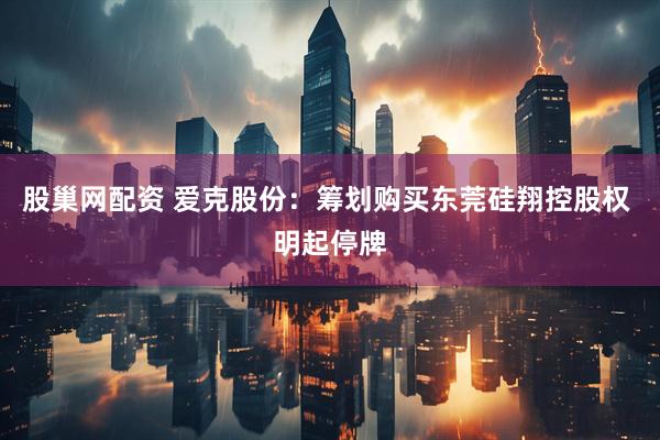 股巢网配资 爱克股份：筹划购买东莞硅翔控股权 明起停牌